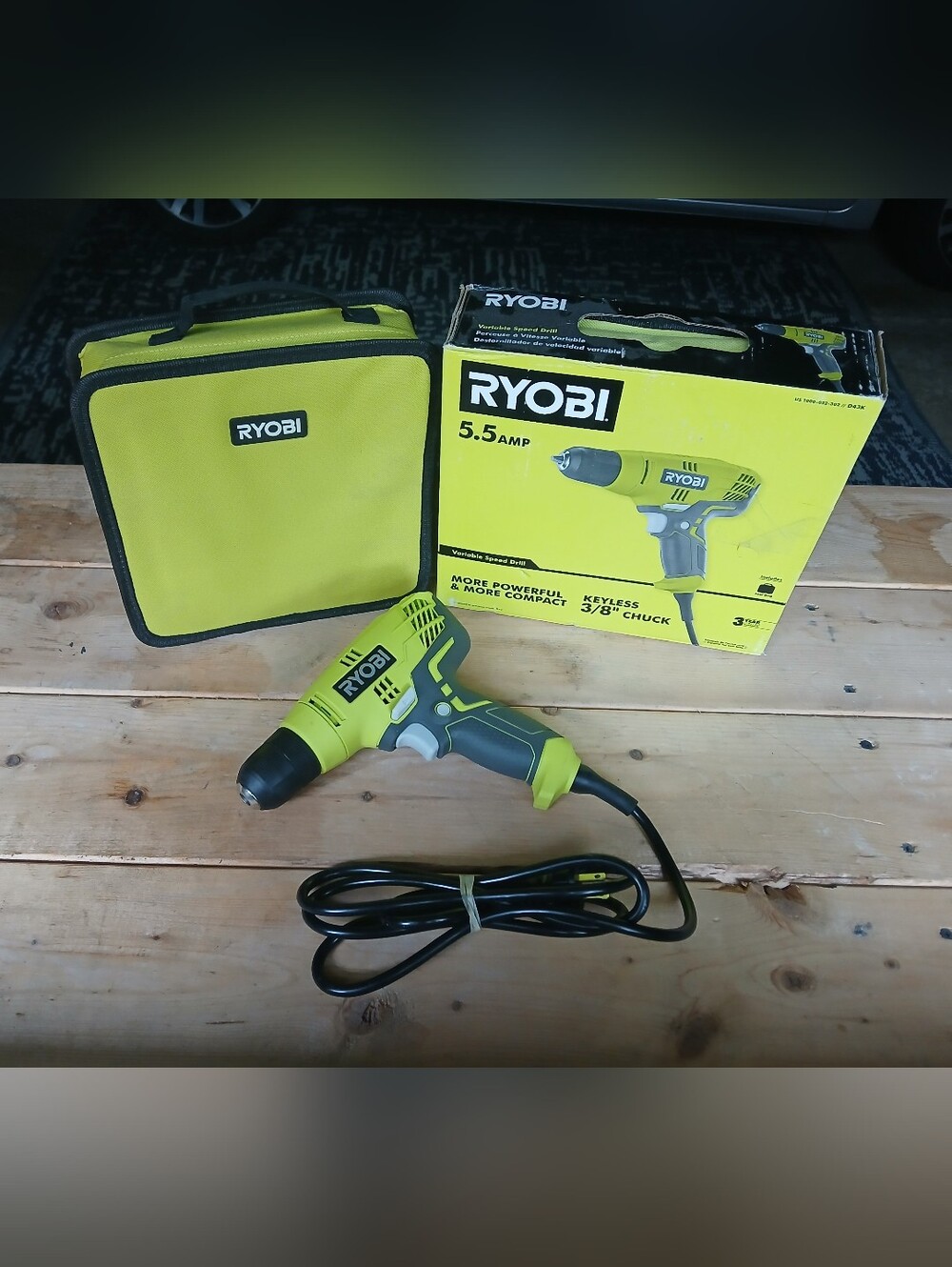 RYOBI 5.5 Amp Corded 3/8 in Variable Speed Compact Drill Driver + Tool Bag. NIB